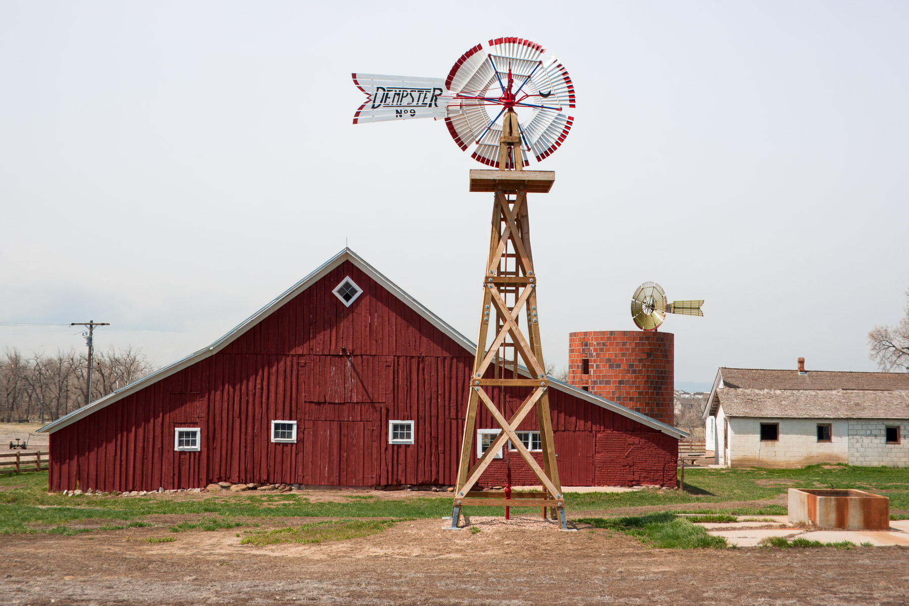 Red barn with windmill